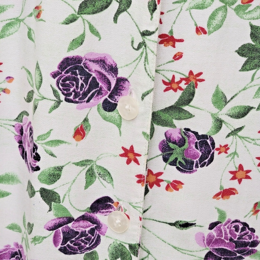 Vtg 90s Original Island Sport White Purple Floral Print Button Up Maxi Dress 10 - Picture 8 of 10